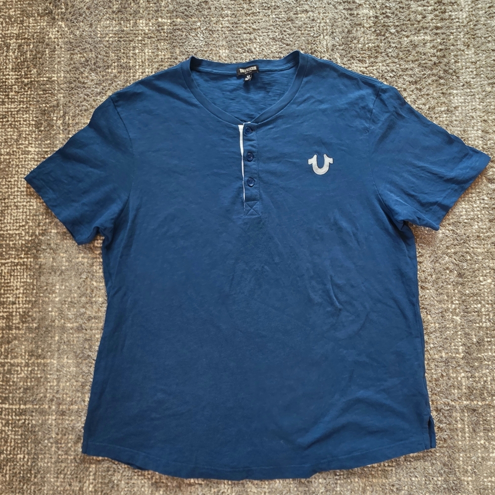 True Religion Men's Blue Henley Shirt